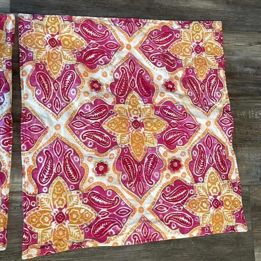 Pottery Barn Belle embroidered set of 2 euro shams